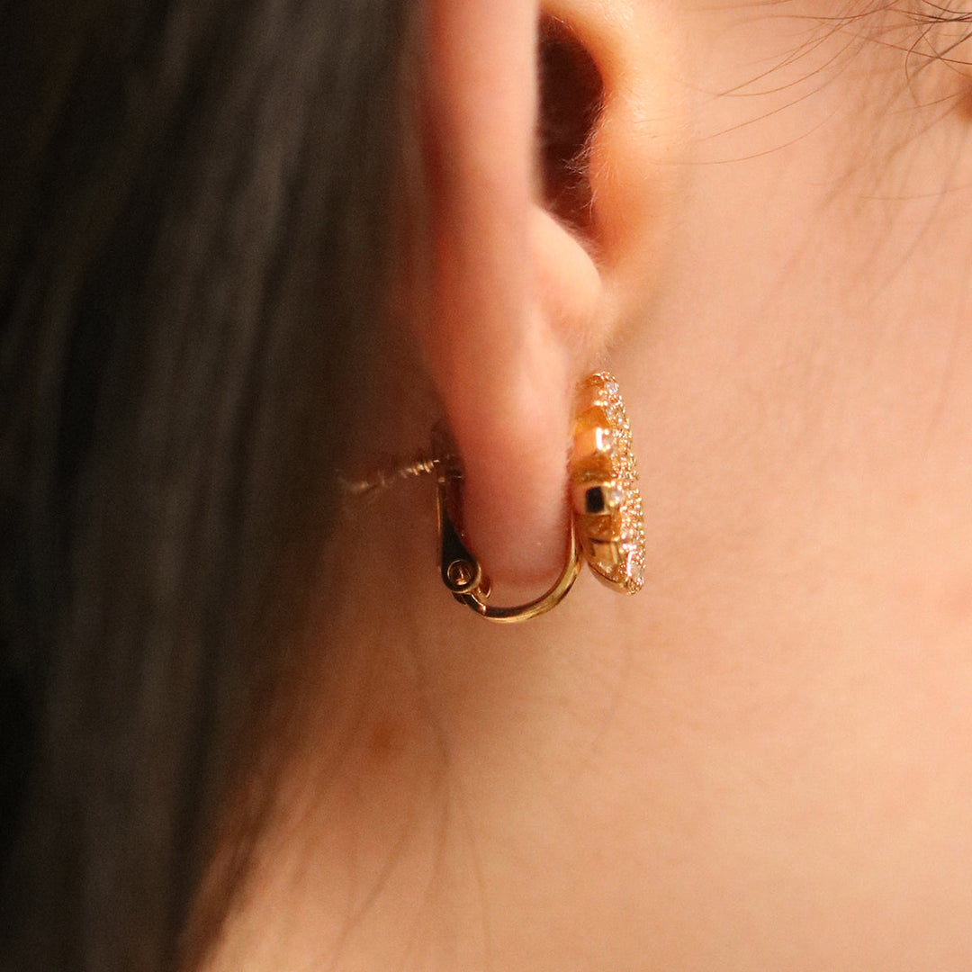 Daisy Cubic Clip on Earrings-2