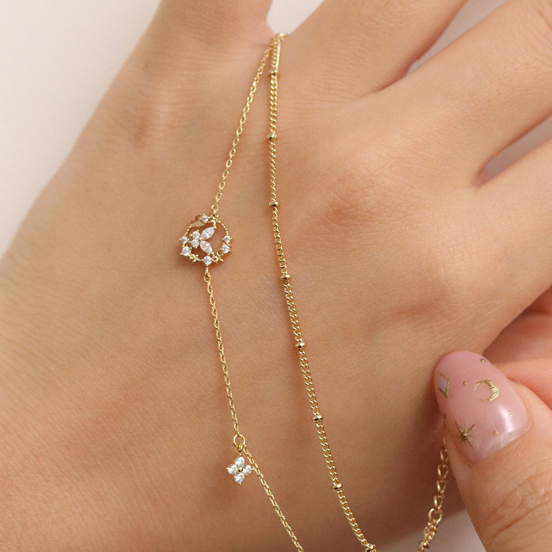 Cubic floral butterfly layered bracelet-1
