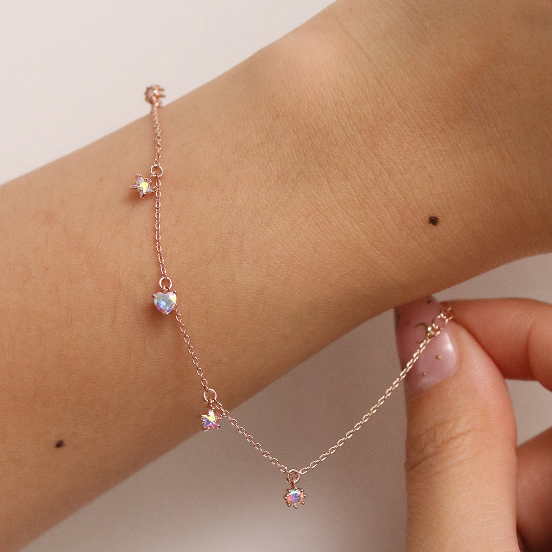 Smoked topaz heart star bracelet-3
