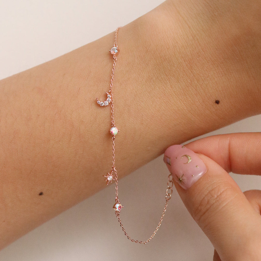 Smoked topaz Cubic Charm astral bracelet-3