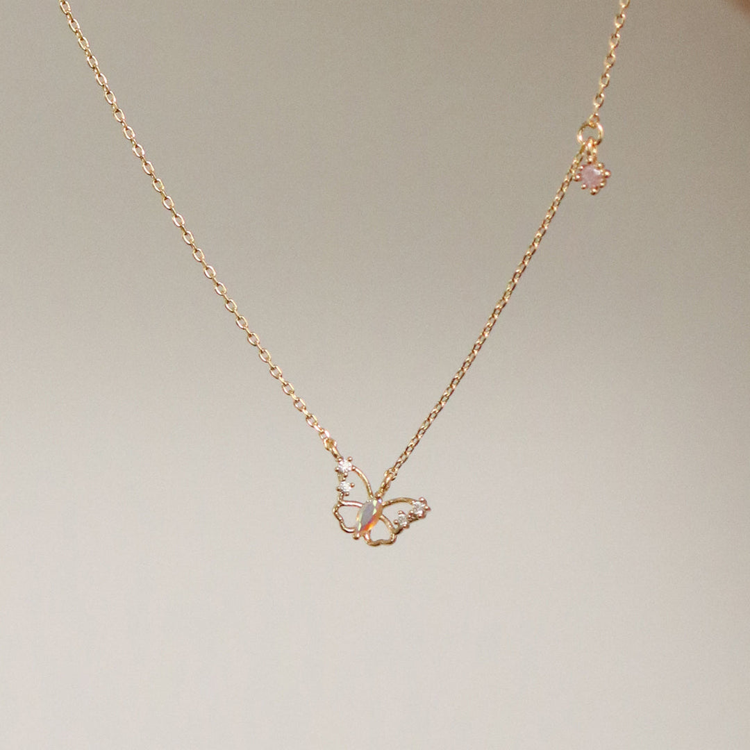 Butterfly cubic drop necklace