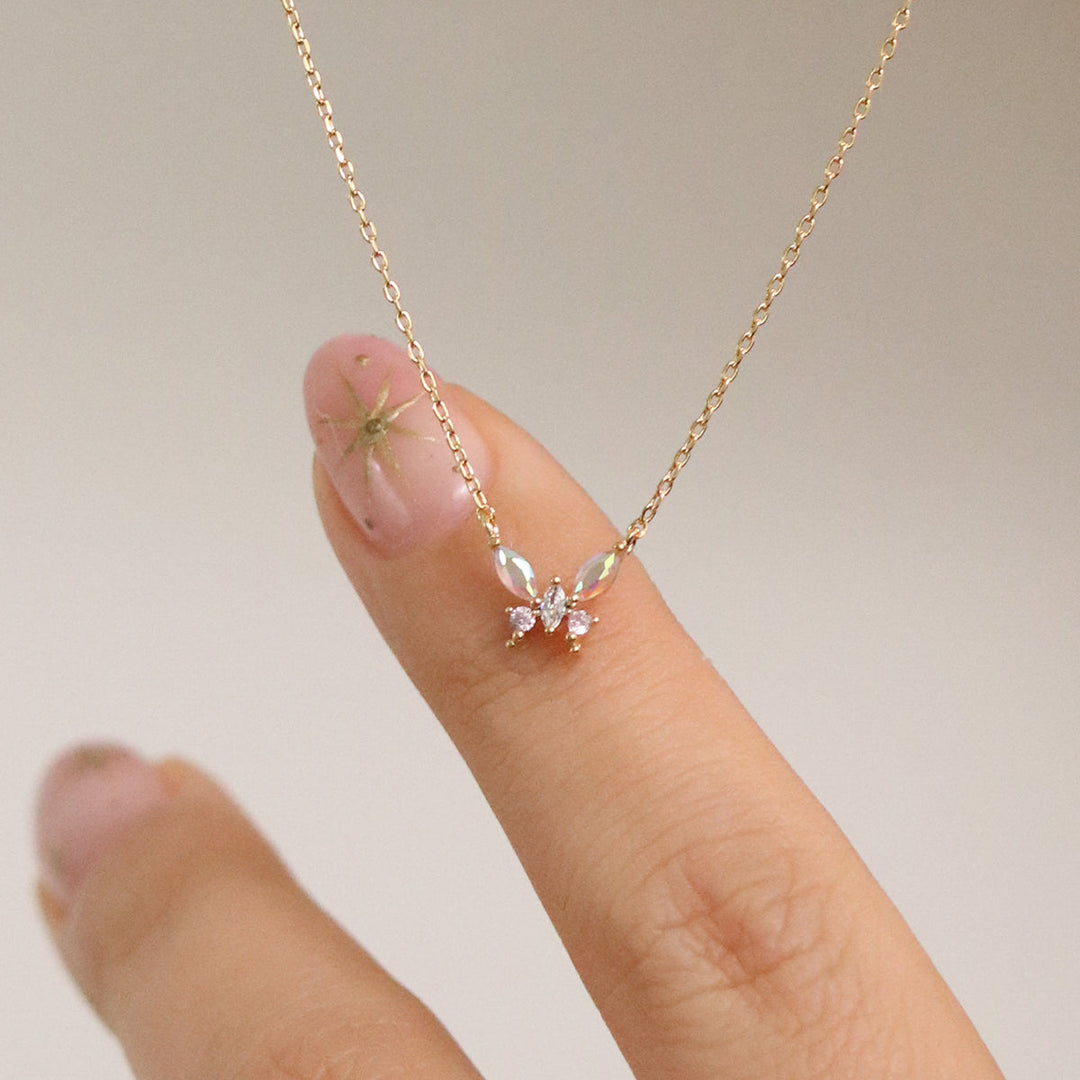 Smoked topaz butterfly necklace-1