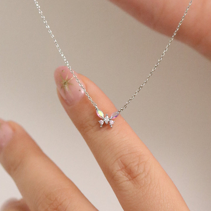 Smoked topaz butterfly necklace-2