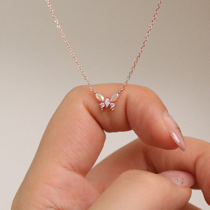 Smoked topaz butterfly necklace-3