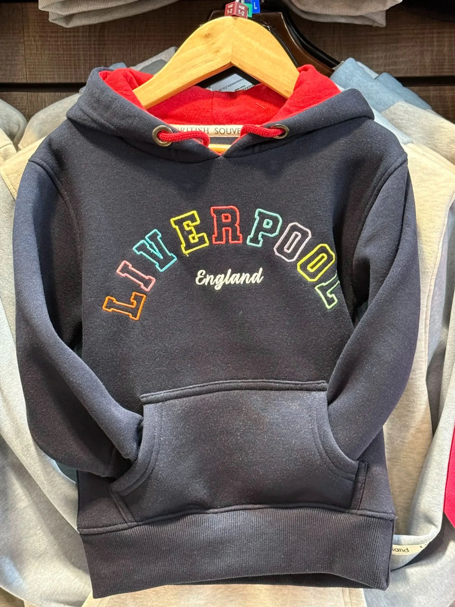 Navy Liverpool Rainbow Kids Hoodie PO-LIVRAIN-N-3/4