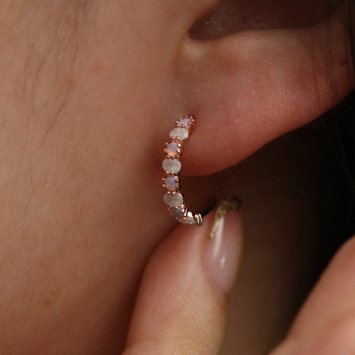 Pastel moonstone semi-hoop earrings-3