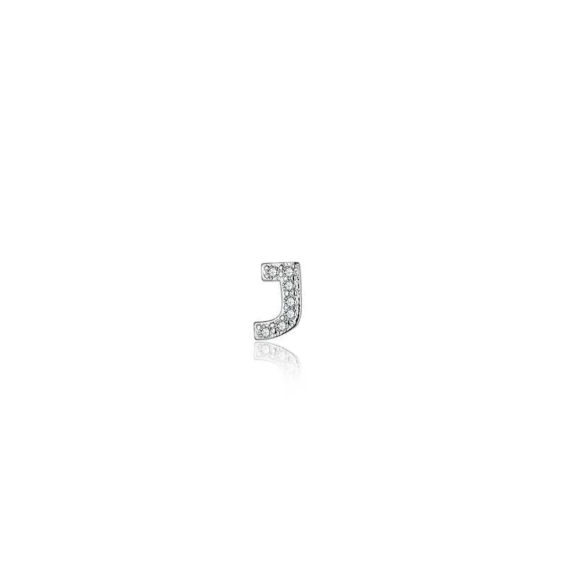 Diamond Letter Initial Silver Stud Earring- a pair