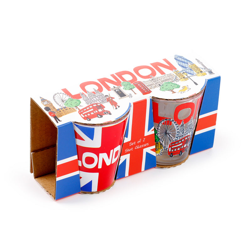 Set of 2 London Souvenir Glass Shot Glasses (50ml) JAR102