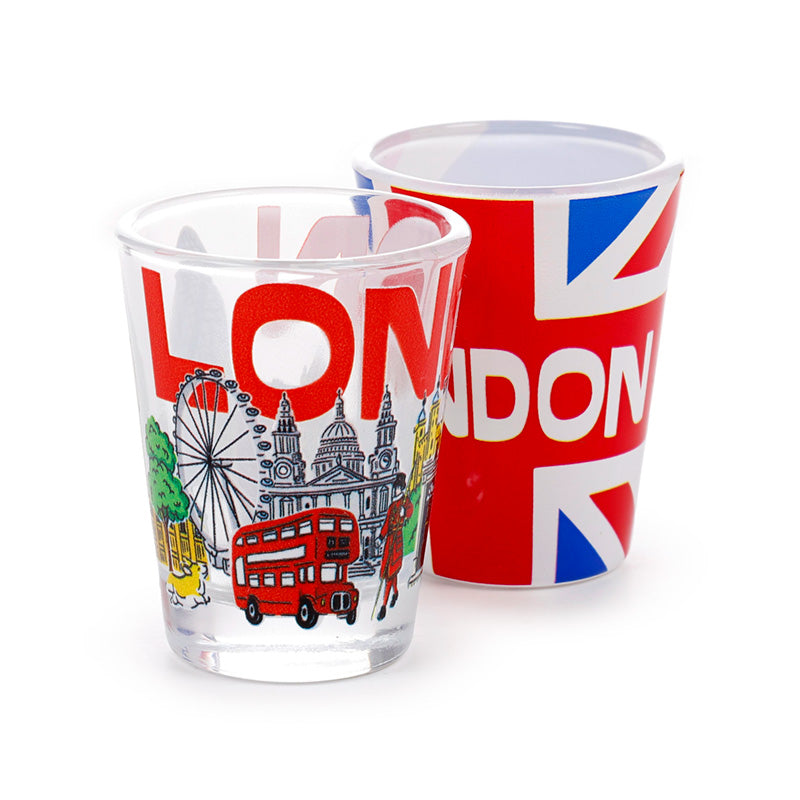 Set of 2 London Souvenir Glass Shot Glasses (50ml) JAR102