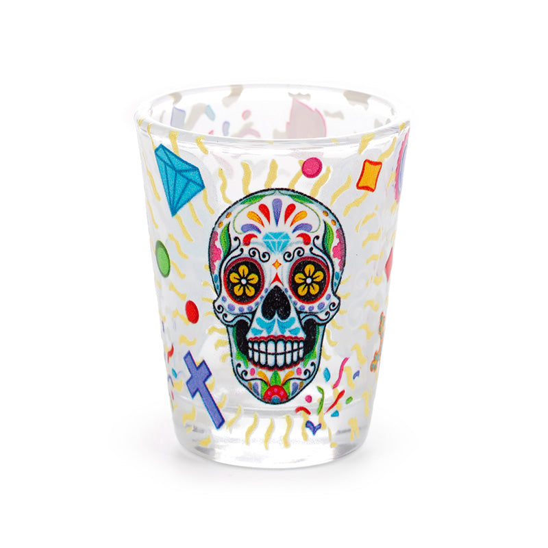 Set of 2 Day of the Dead Glass Shot Glasses (50ml) JAR105