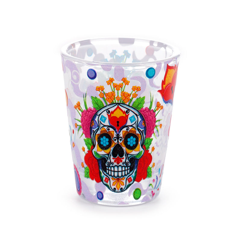 Set of 2 Day of the Dead Glass Shot Glasses (50ml) JAR105