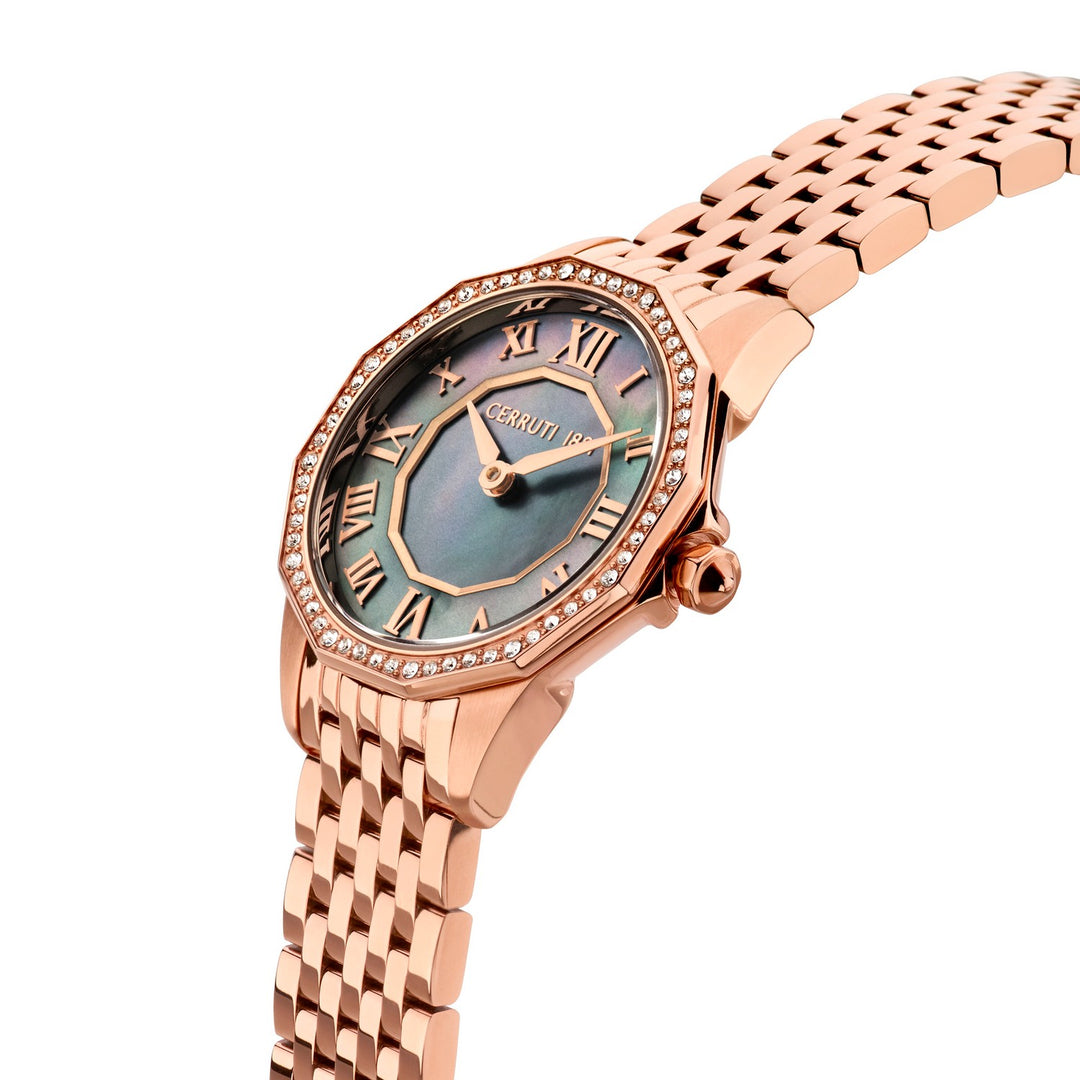 Cerruti Ladies Rose Gold Bracelet Black Pearl Dial Watch CIWLG0008201