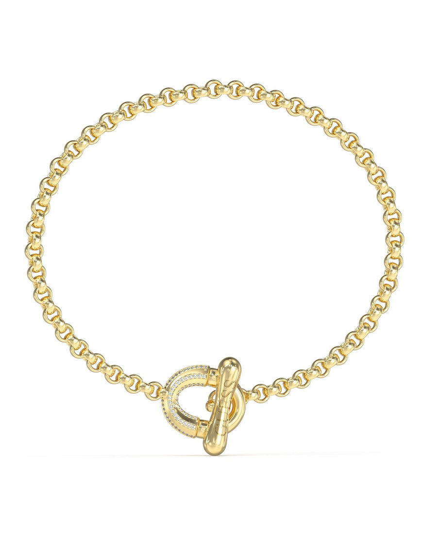 Guess Womens Small  Majorelle Link Pave T-Bar Bracelet UBB05372YGS