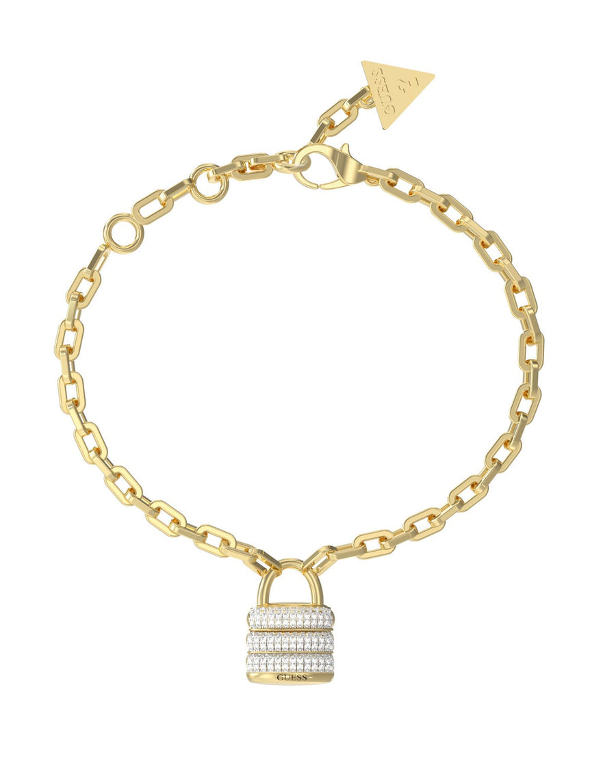 Guess Womens Large Guess My Secret 22mm Pave Padlock Charm UBB05406YGL