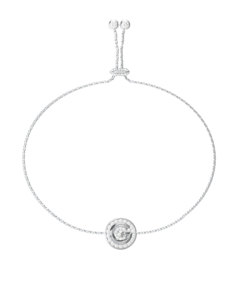 Guess Womens G Crystal 10mm G Coin Pave Bracelet UBB05447RH
