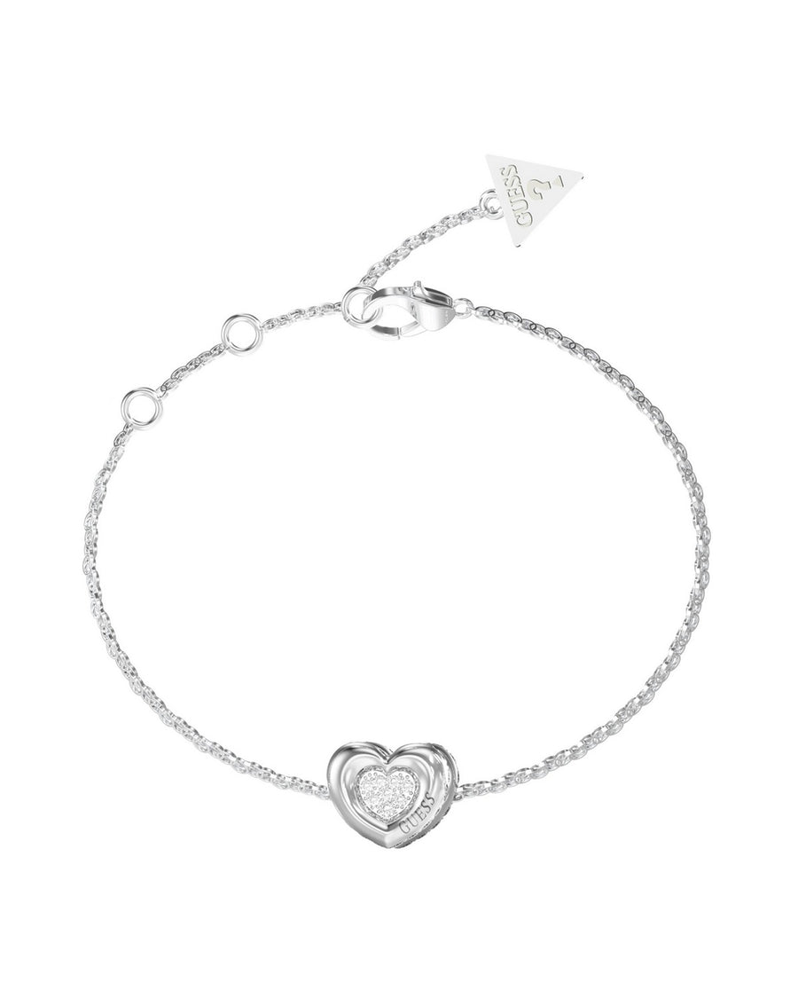 Guess Womens Large L.O.V.E. 12mm Heart Pave Bracelet UBB05461RHL