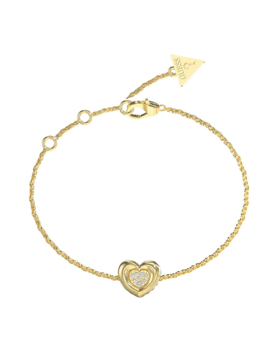 Guess Womens Large L.O.V.E. 12mm Heart Pave Bracelet UBB05461YGL