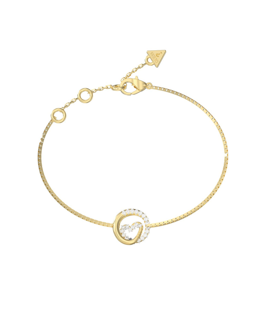 Guess Womens Large Iconique 14mm Wrapped Heart Bracelet UBB05527YGL