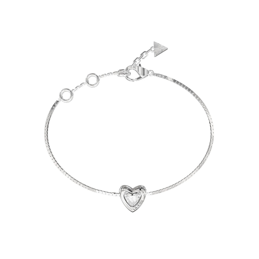 Guess Beloved Women's Silver Cubic Zirconia Heart Bracelet UBB06017RHL