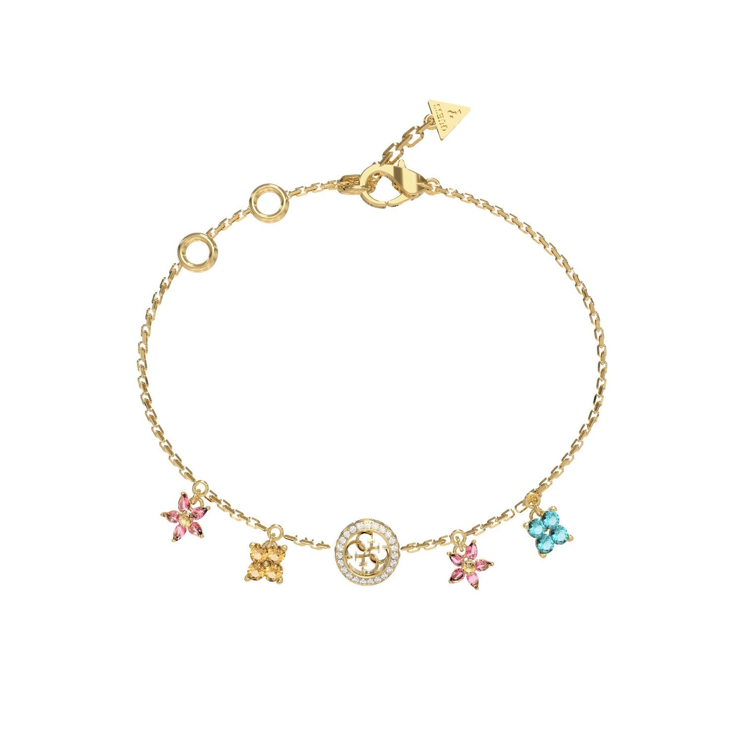 Guess Secret Garden Womens Ylw Gold And Multicolor Cubic Zirconia Bracelet UBB06033YGMCL