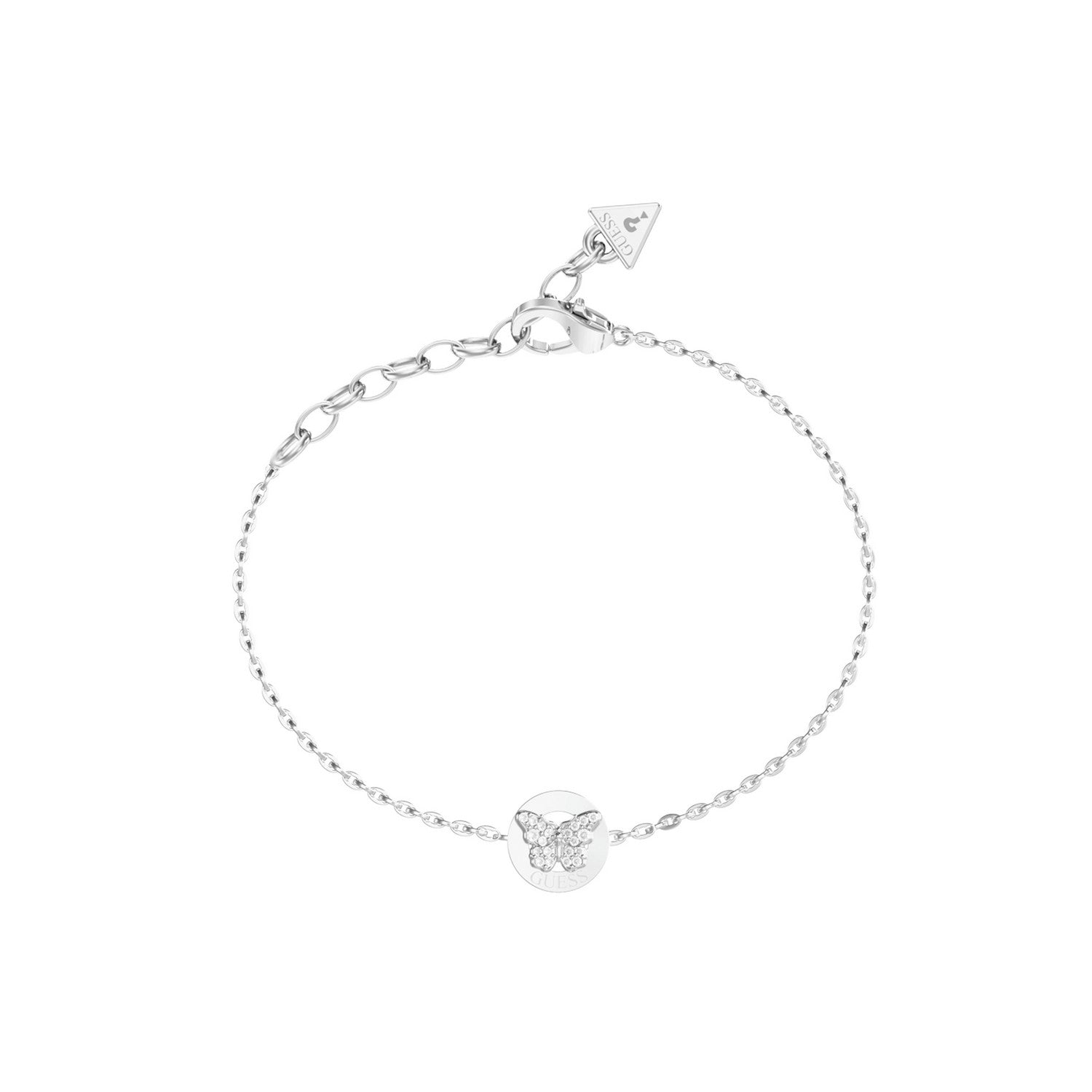 Guess Borboleta Womens Silver Crystal Bracelet UBB06135RHL