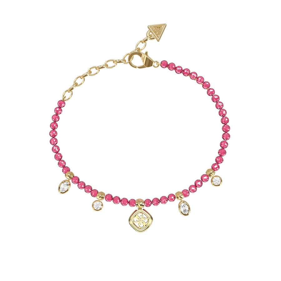 Guess Jaipur Splendor Women's Gold Fuchsia Cubic Zirconia Bracelet UBB06145YGFCL