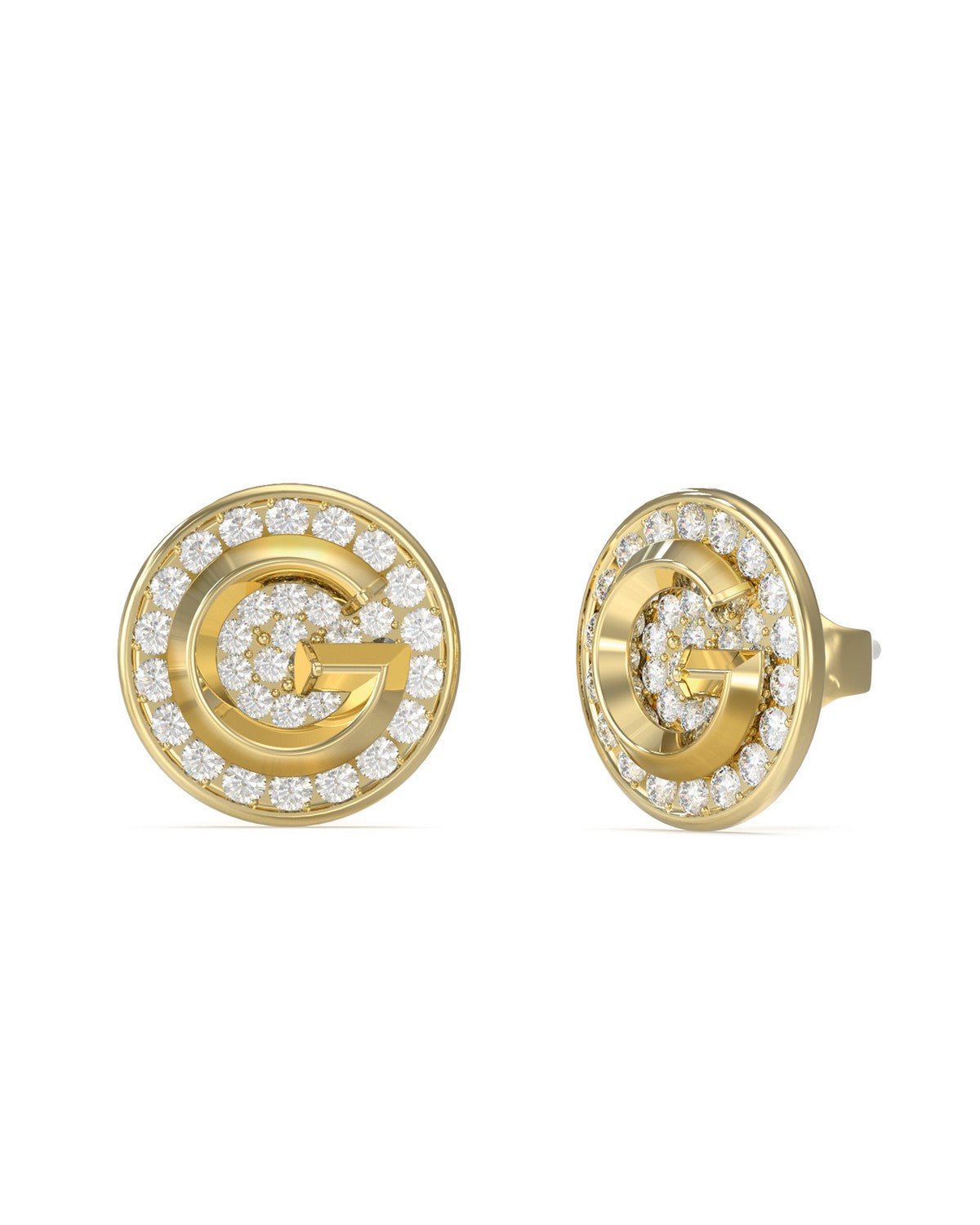 Guess Womens G Crystal 10mm G Coin Pave Studs UBE05448YG