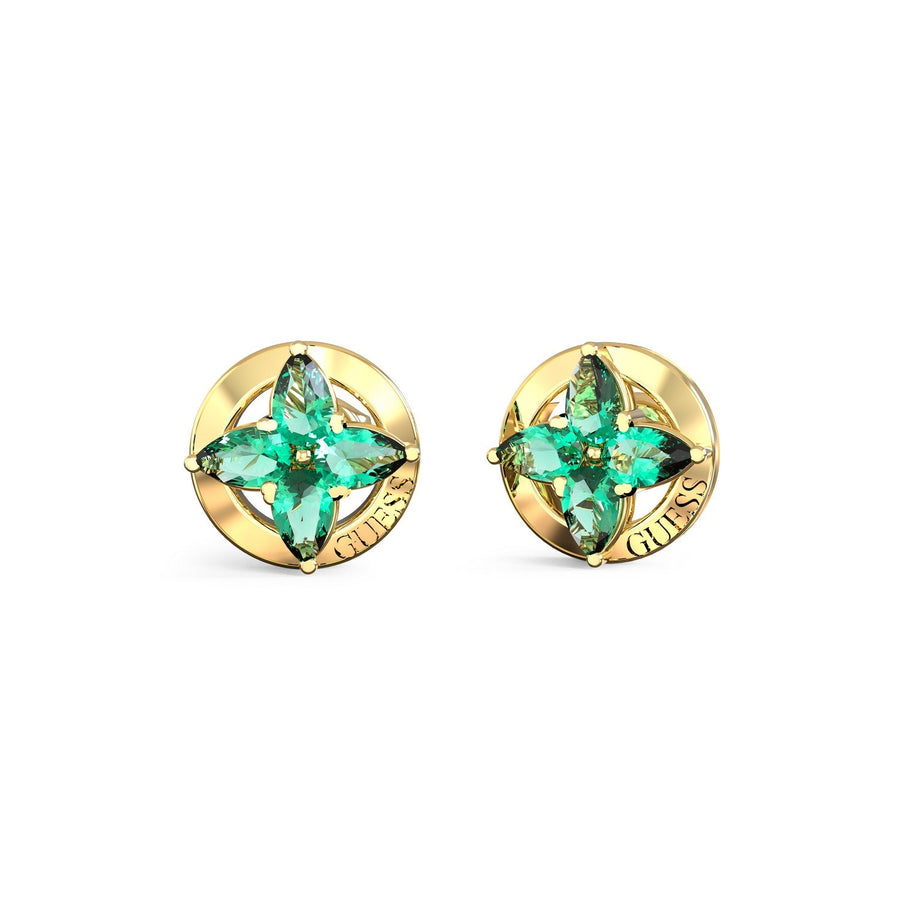 Guess Secret Garden Women's Gold Green Cubic Zirconia Earrings UBE06040YGGN
