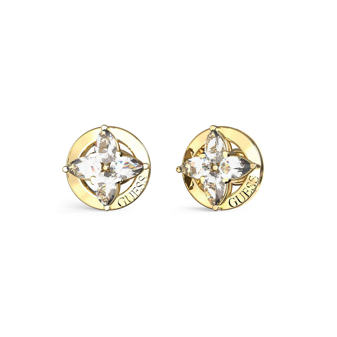 Guess Secret Garden Womens Yellow Gold And White Cubic Zirconia Earrings UBE06040YGWH