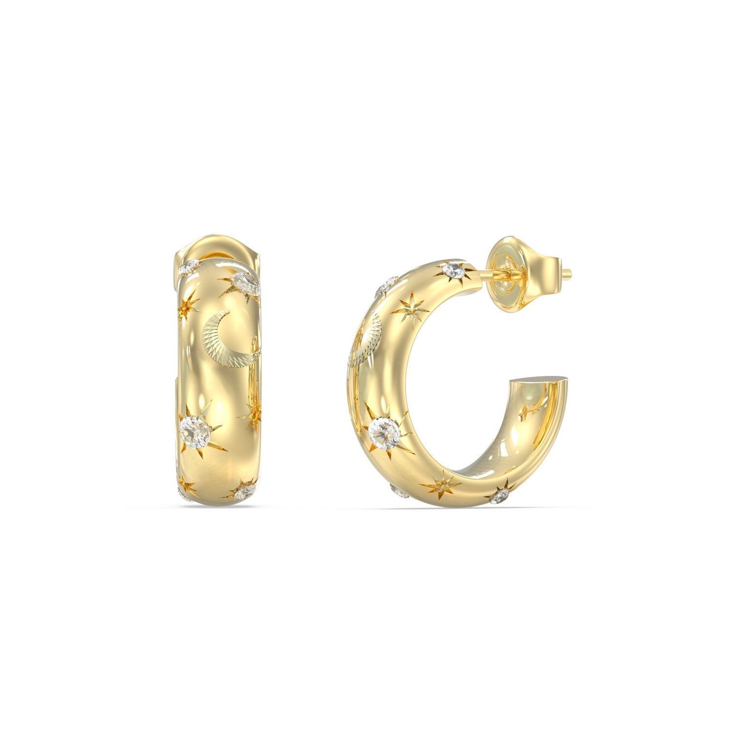 Guess Aurora Womens Yellow Gold Crystal Earrings UBE06243YG