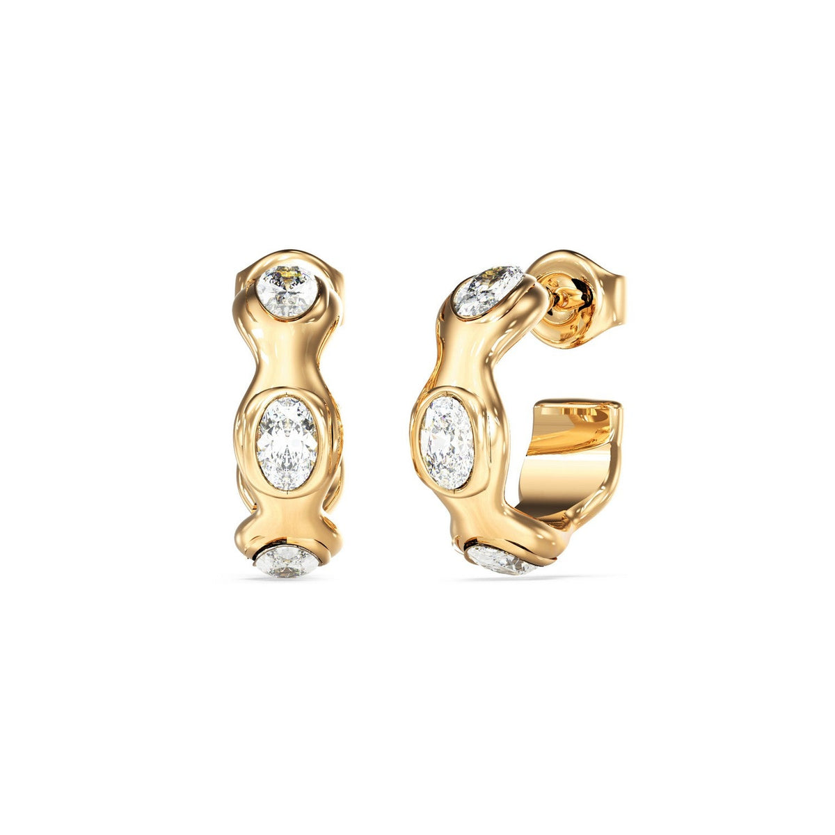 Guess Jewellery Womens 18Mm Multi Oval Crystals Hoops UBE06309YG