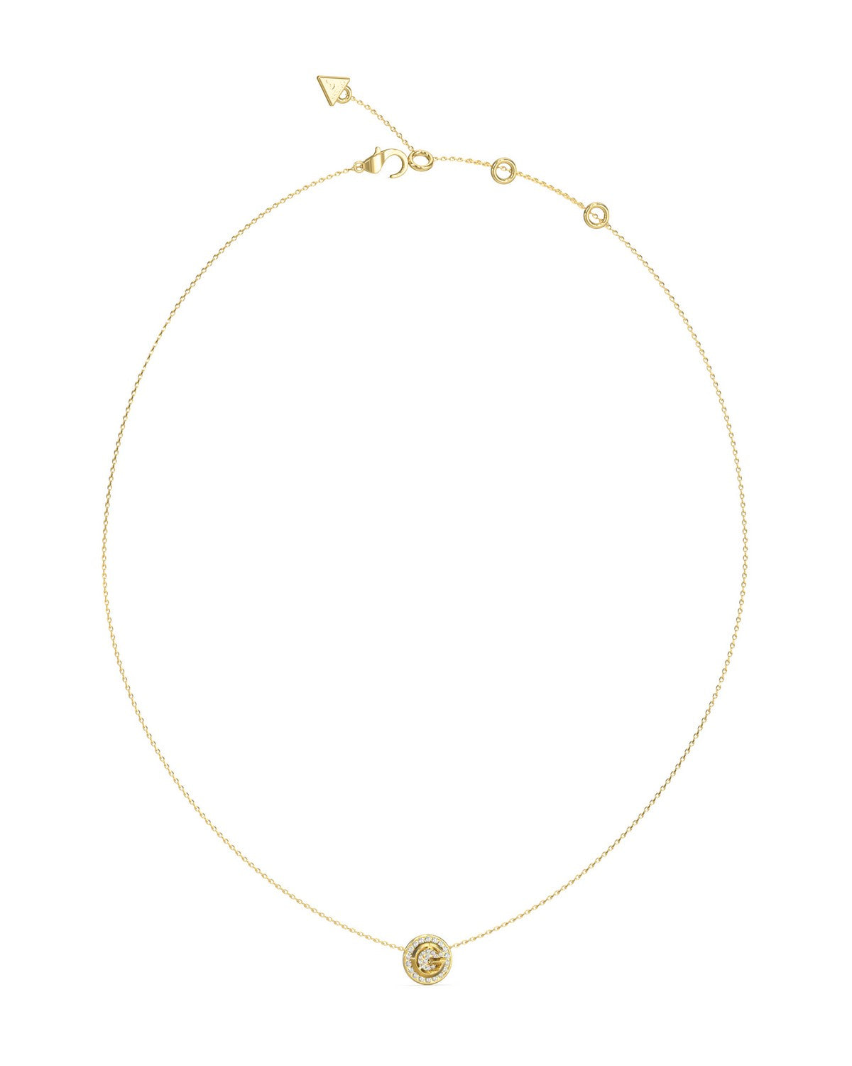 Guess Womens G Crystal 16-18" G Coin Pave Necklace UBN05446YG