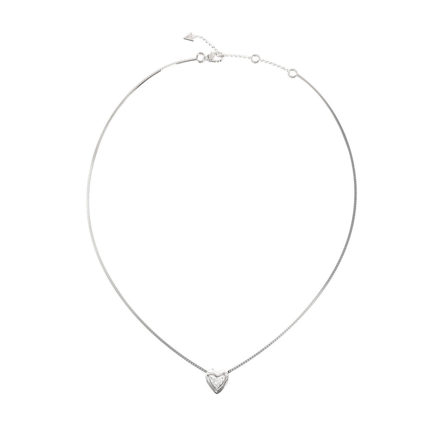 Guess Beloved Women's Silver Cubic Zirconia Heart Necklace UBN06016RH