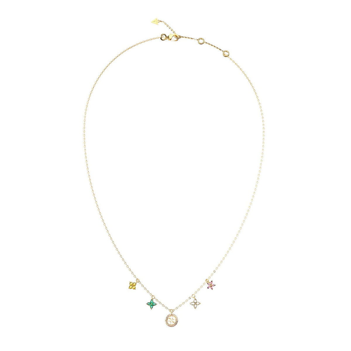 Guess Secret Garden Womens Ylw Gold And Multicolor Cubic Zirconia Necklace UBN06032YGMC