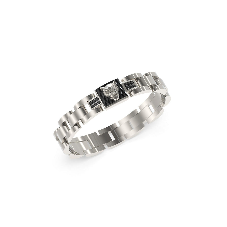 Guess Jewellery Mens 12mm Panther Flat Bracelet UMB06087ST