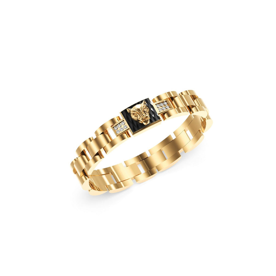 Guess Jewellery Mens 12mm Panther Flat Bracelet UMB06087YG