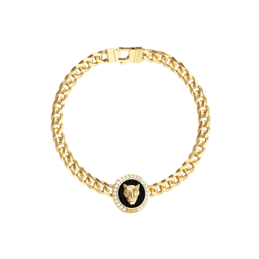 Guess Jewellery Mens 15mm Panther Crystal Bracelet UMB06090YGL
