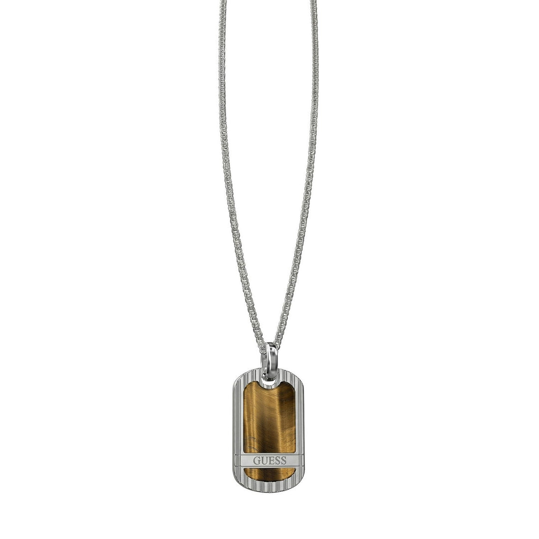 Guess Jewellery Mens 23" Natural Stone Tag Necklace UMN06097STBW