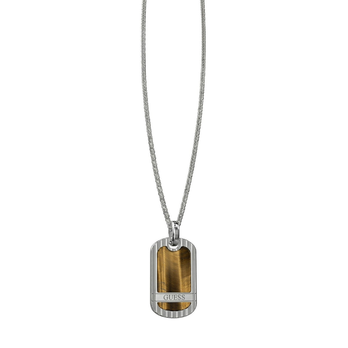 Guess Jewellery Mens 23" Natural Stone Tag Necklace UMN06097STBW