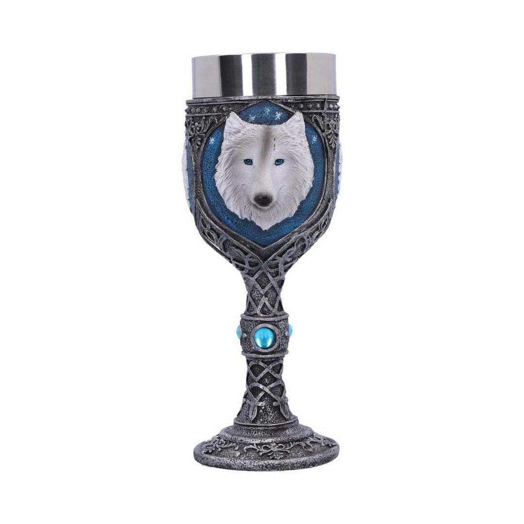 White Winter Ghost Wolf Wine Glass Goblet K2853G6