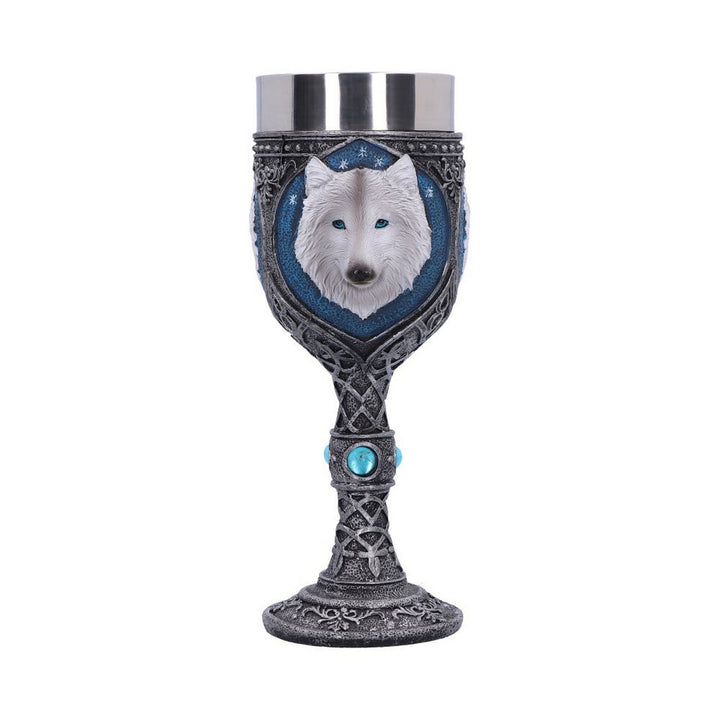 White Winter Ghost Wolf Wine Glass Goblet K2853G6