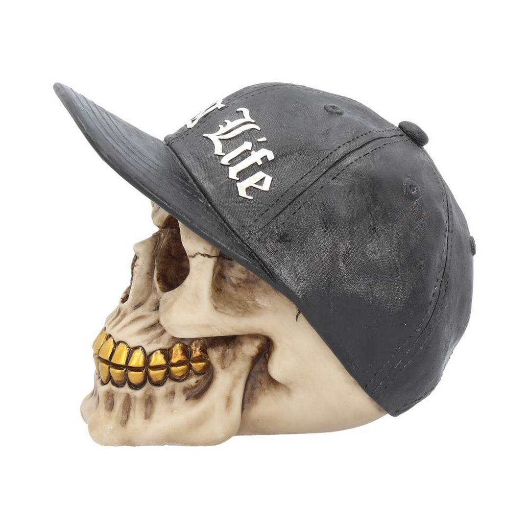 Thug Life Skull with Gold Teeth and Baseball Cap Figurine 15.8cm K3108H7