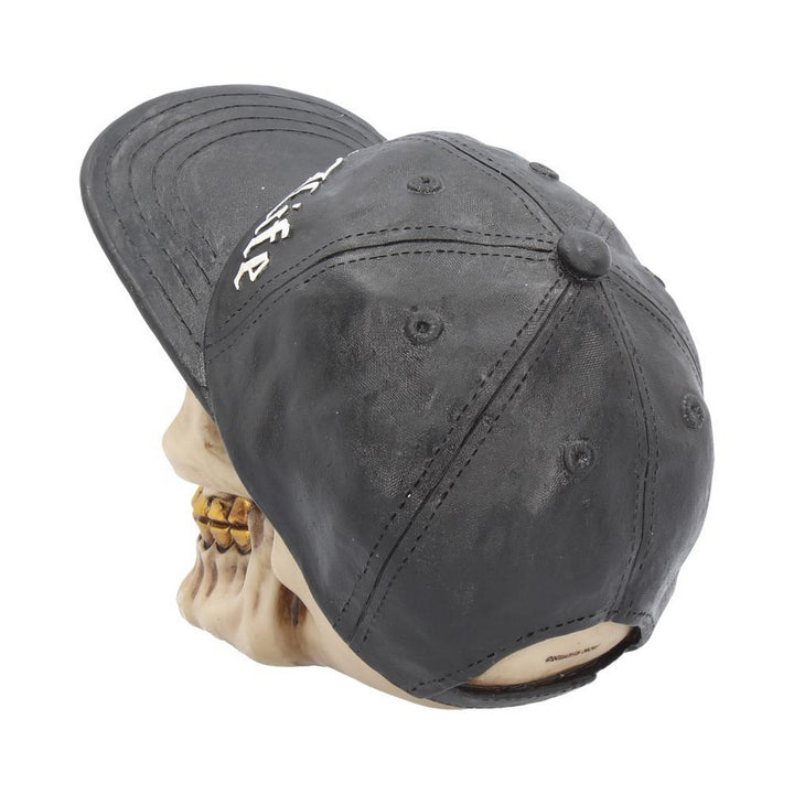 Thug Life Skull with Gold Teeth and Baseball Cap Figurine 15.8cm K3108H7