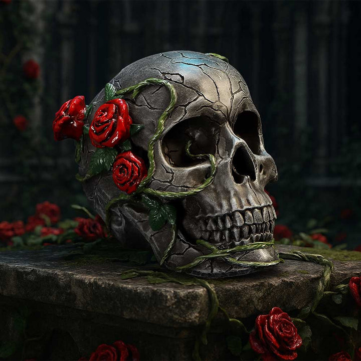 Twilight Bloom Gothic Skull Figurine K7485A26