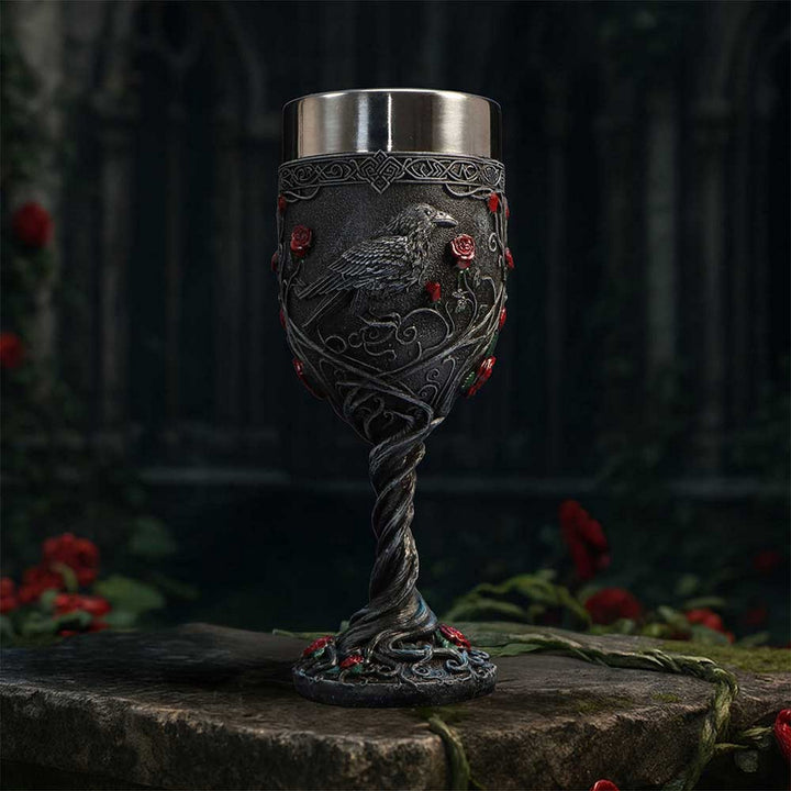Twilight Bloom Gothic Raven Goblet 19.5cm K7487A26