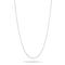 A delicate silver chain necklace shown against a plain white background, suspended in a U-shape with a soft shadow beneath the lowest point.
