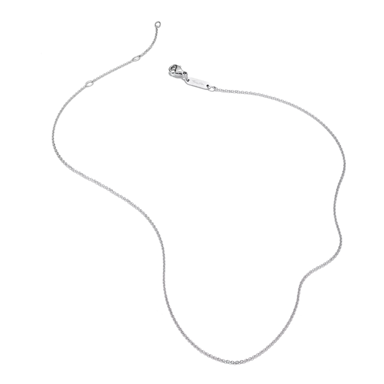 A delicate silver chain necklace with a lobster clasp, displayed on a clean white background.