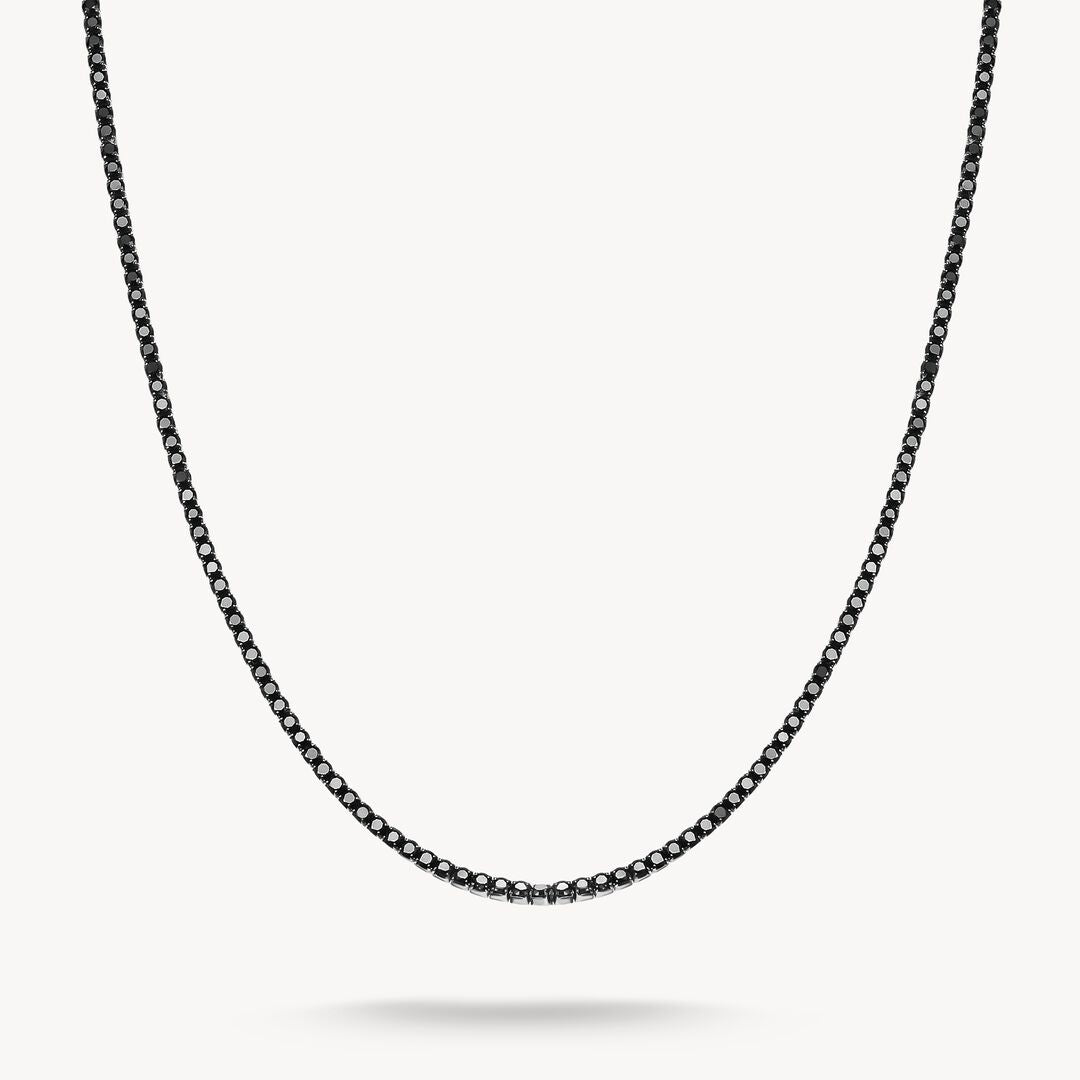 Black chain necklace on a white background
