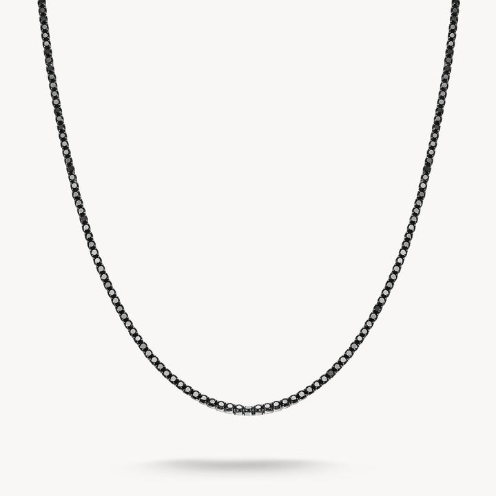 Black chain necklace on a white background