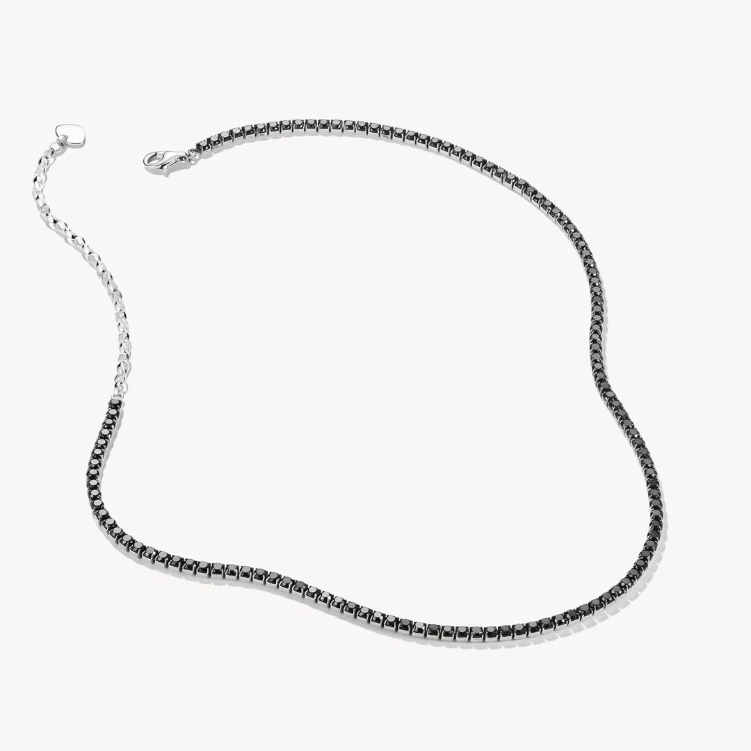 Black chain necklace on a white background